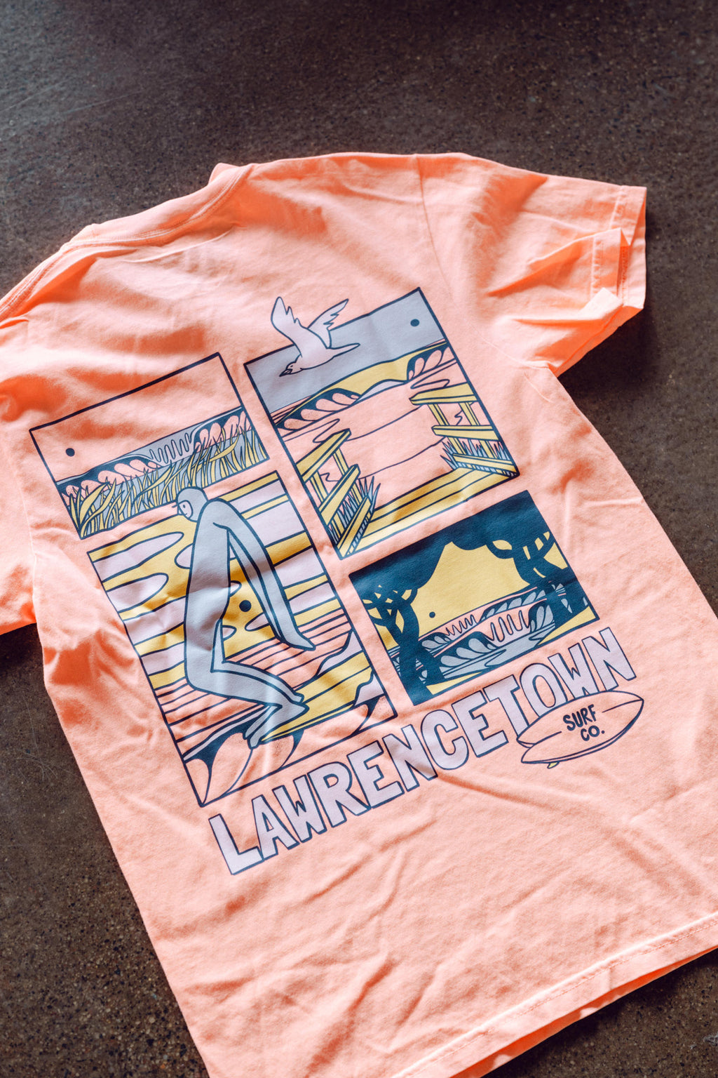 Sisc Daily Beach Scene T-Shirt Neon Cantaloupe