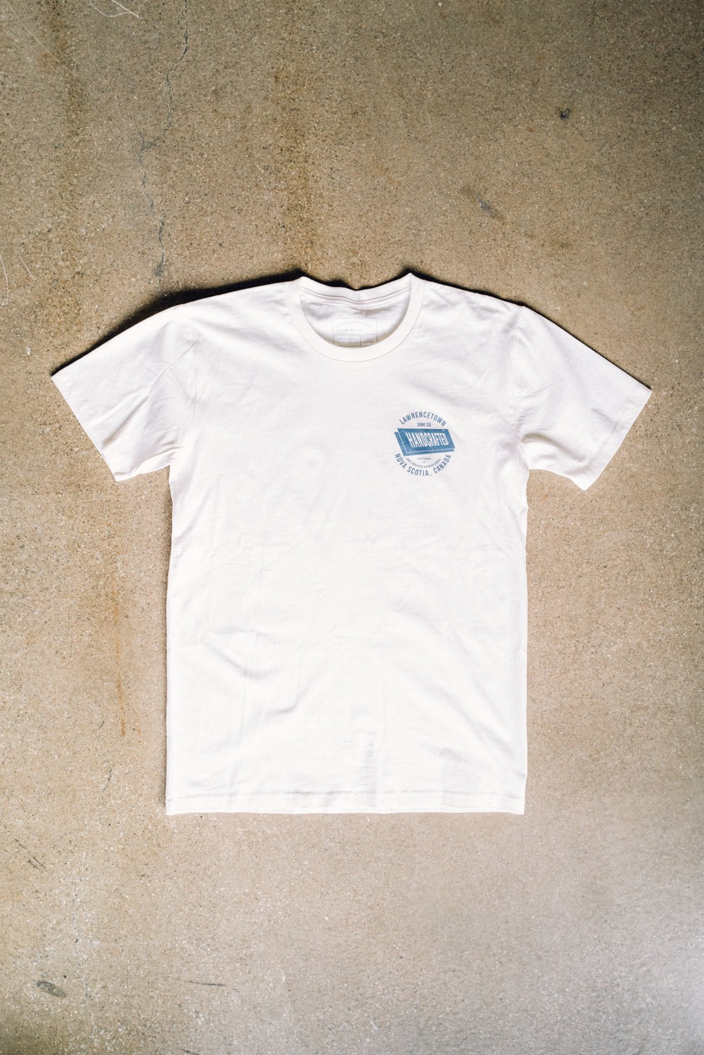 “Handcrafted” Tee - Natural / Blue