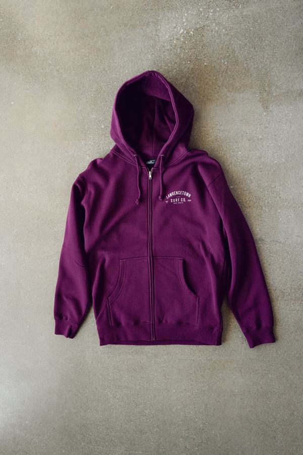 Premium Heavyweight Zip Hoodie - Maroon / White