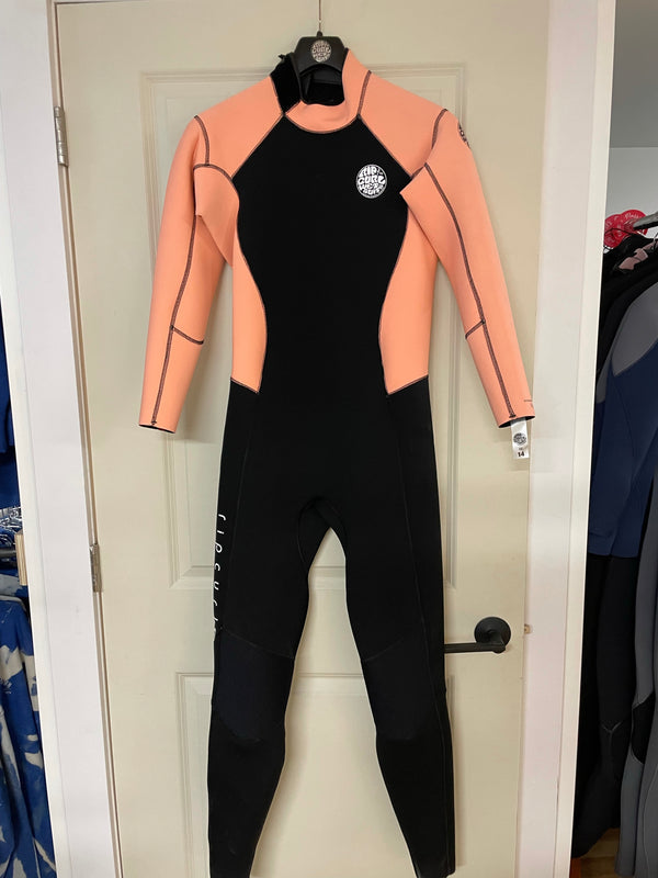 Rip Curl Women&#39;s Dawn Patrol 3/2 Back Zip - Black / Peach